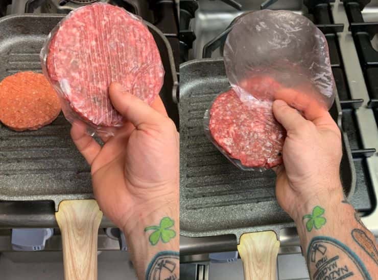 hamburger cuocerli con plastica