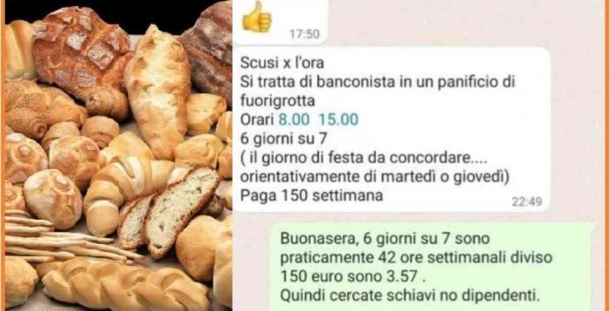 Panificio 3,5 euro l'ora 